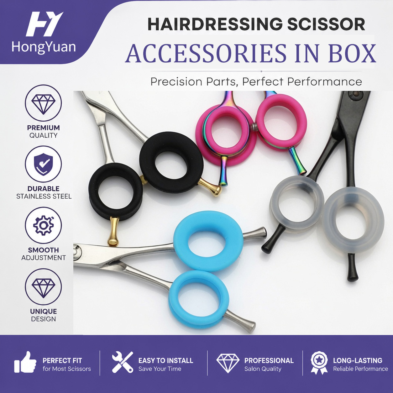 Grooming Scissors - 72/144/288 Stück Silikon-Fingerringe in verschiedenen Farben,