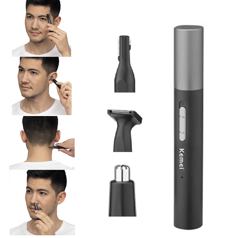 Grooming Kit - Kemei Pro Wiederaufladbarer Nasenhaartrimmer-Stift Bartpflege-Set Elektrischer