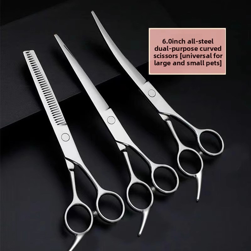 Grooming Kit - Professionelles Hundepflege-Scherenset Gebogene Effilierschere für Pudel