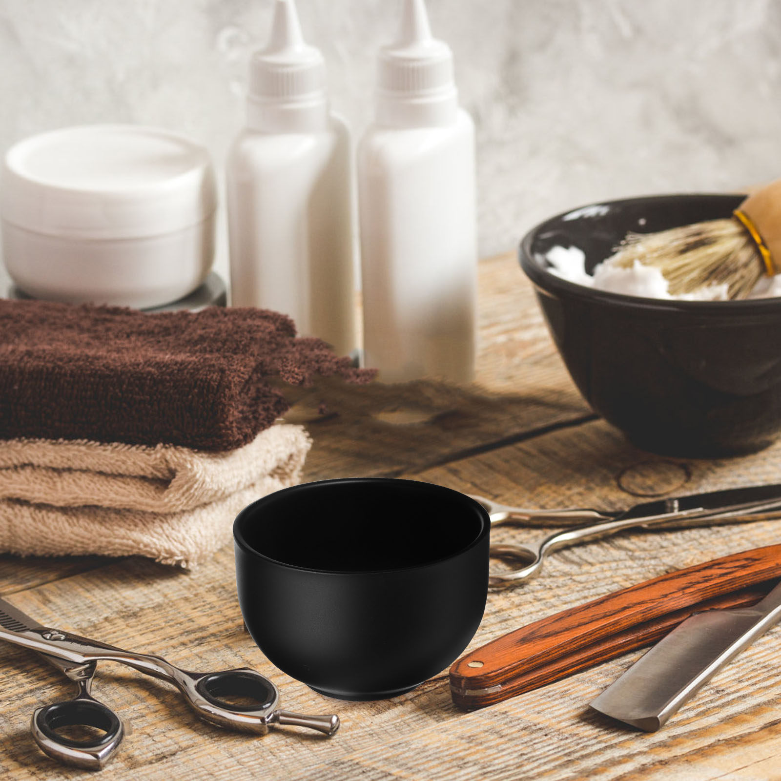 Shaving Cream - Schwarze Edelstahl-Rasierbecher mit doppelwandiger Konstruktion, Rasierseifenbecher